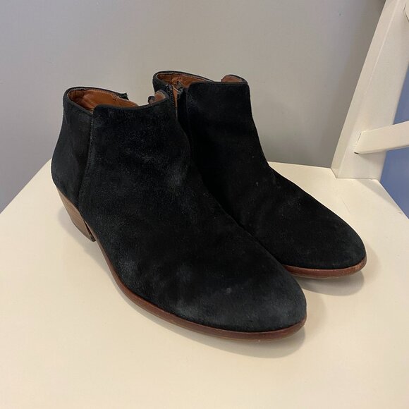 Sam Edelman Petty Ankle Booties Suede Leather Chelsea Boots Black Sz 7.5W (wide) - Picture 1 of 6